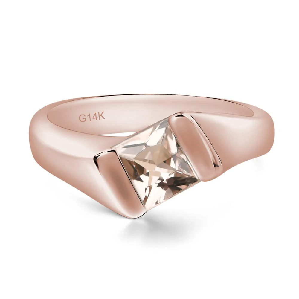 Unisex Morganite Bypass Solitaire Ring - Image 5