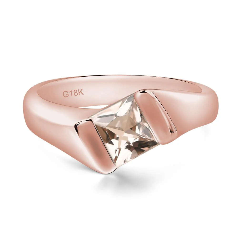 Unisex Morganite Bypass Solitaire Ring - Image 9