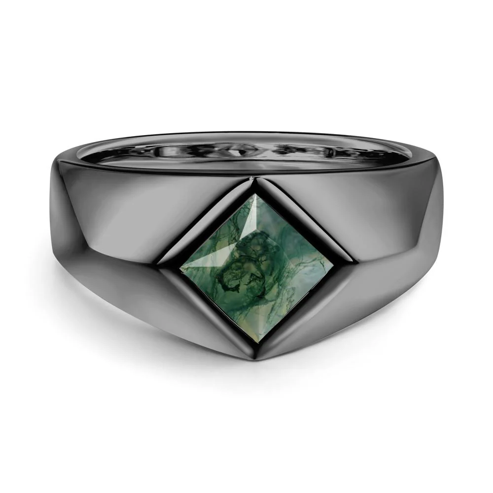 Men's Moss Agate Kite Set Ring - Image 3
