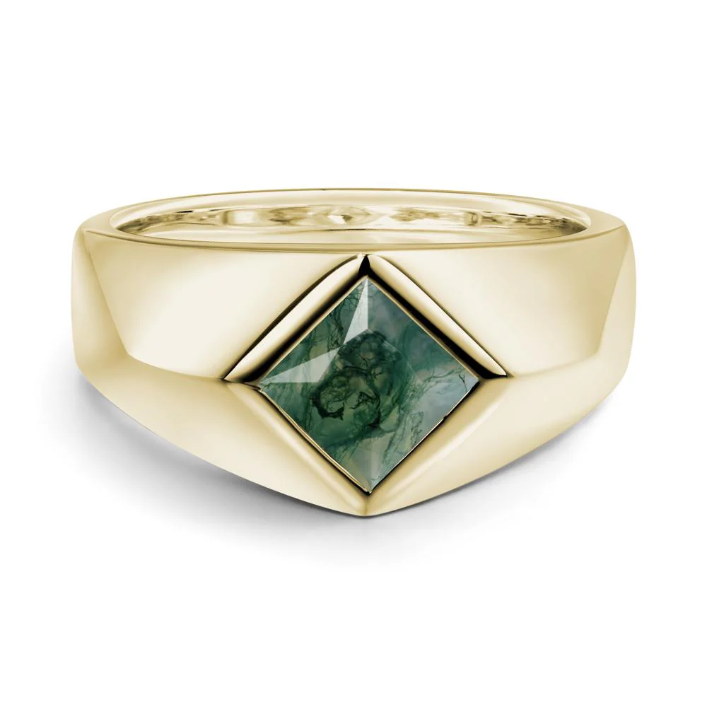 Men's Moss Agate Kite Set Ring - Image 4
