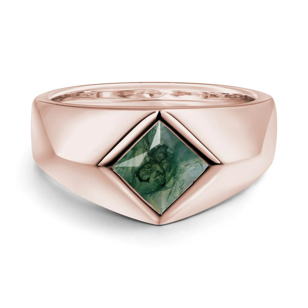 Men's Moss Agate Kite Set Ring - Image 5