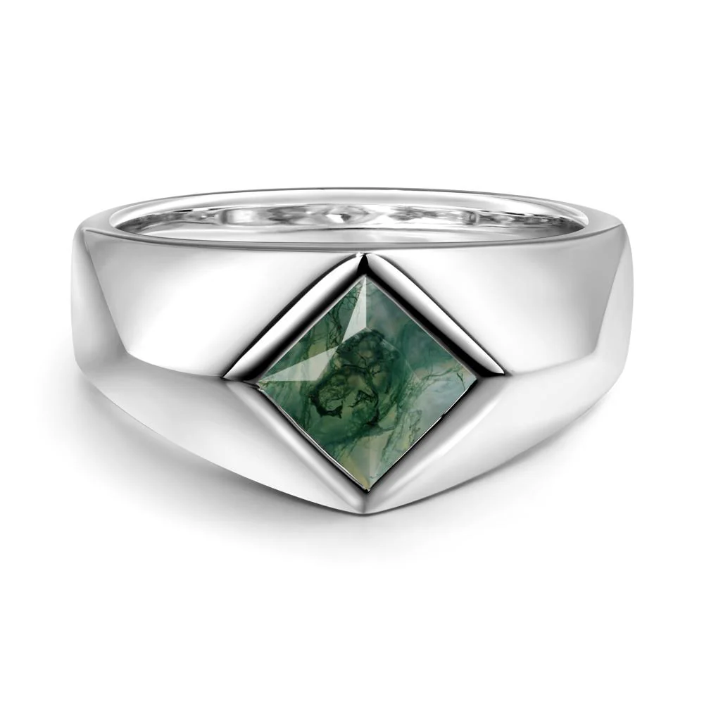 Men's Moss Agate Kite Set Ring - Image 7
