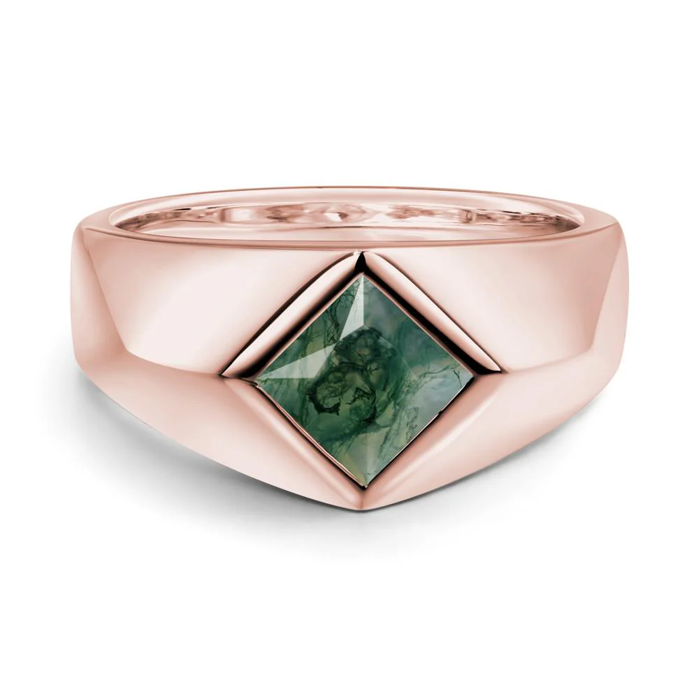 Men's Moss Agate Kite Set Ring - Image 8