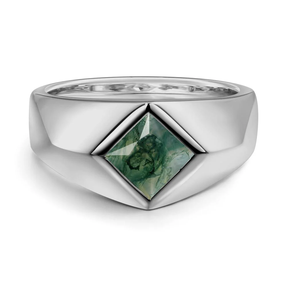 Men's Moss Agate Kite Set Ring - Image 9