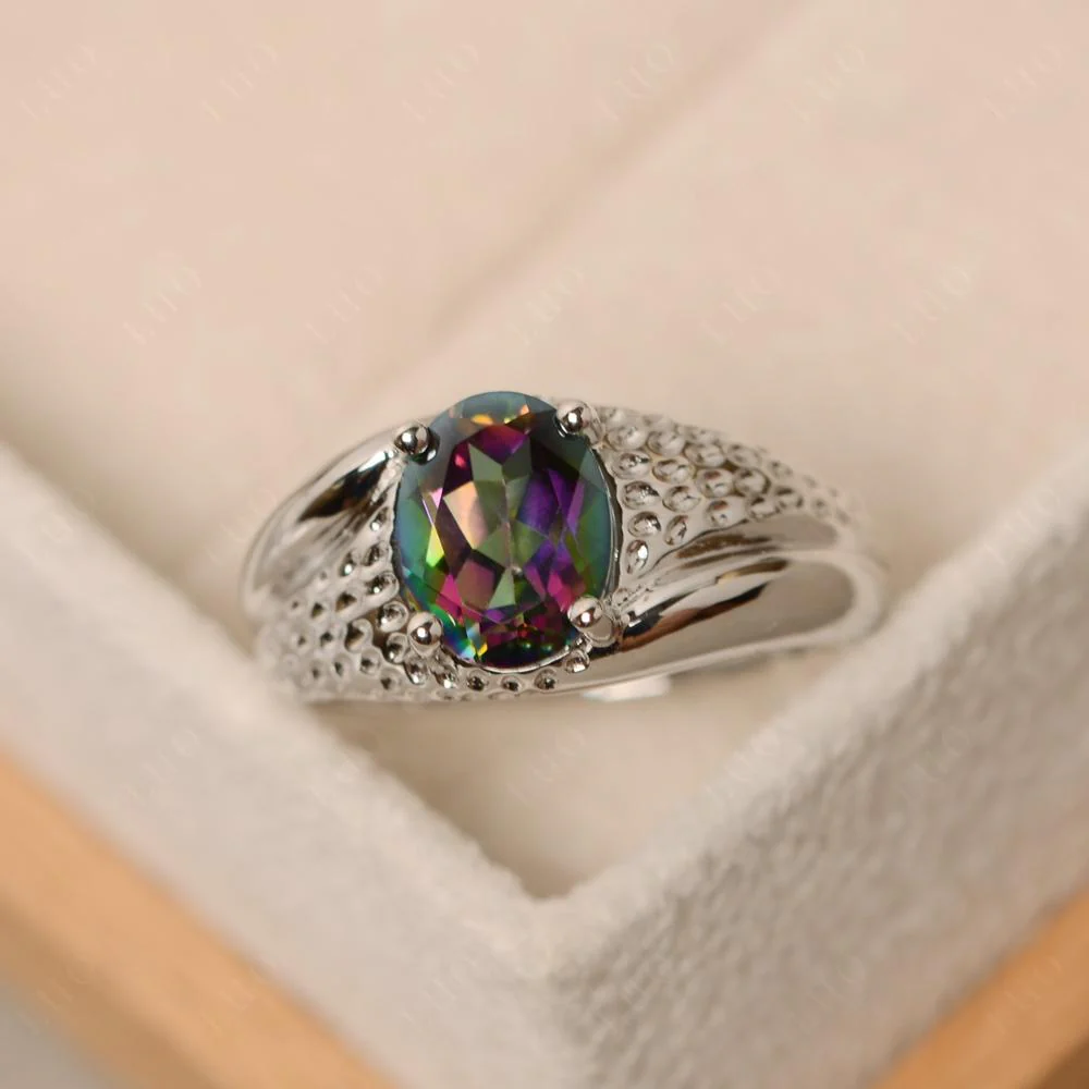 Rugged Oval Mystic Topaz Ring for Men - Image 10