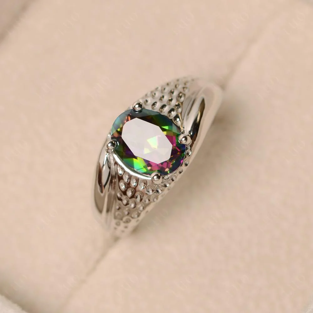 Rugged Oval Mystic Topaz Ring for Men - Image 11