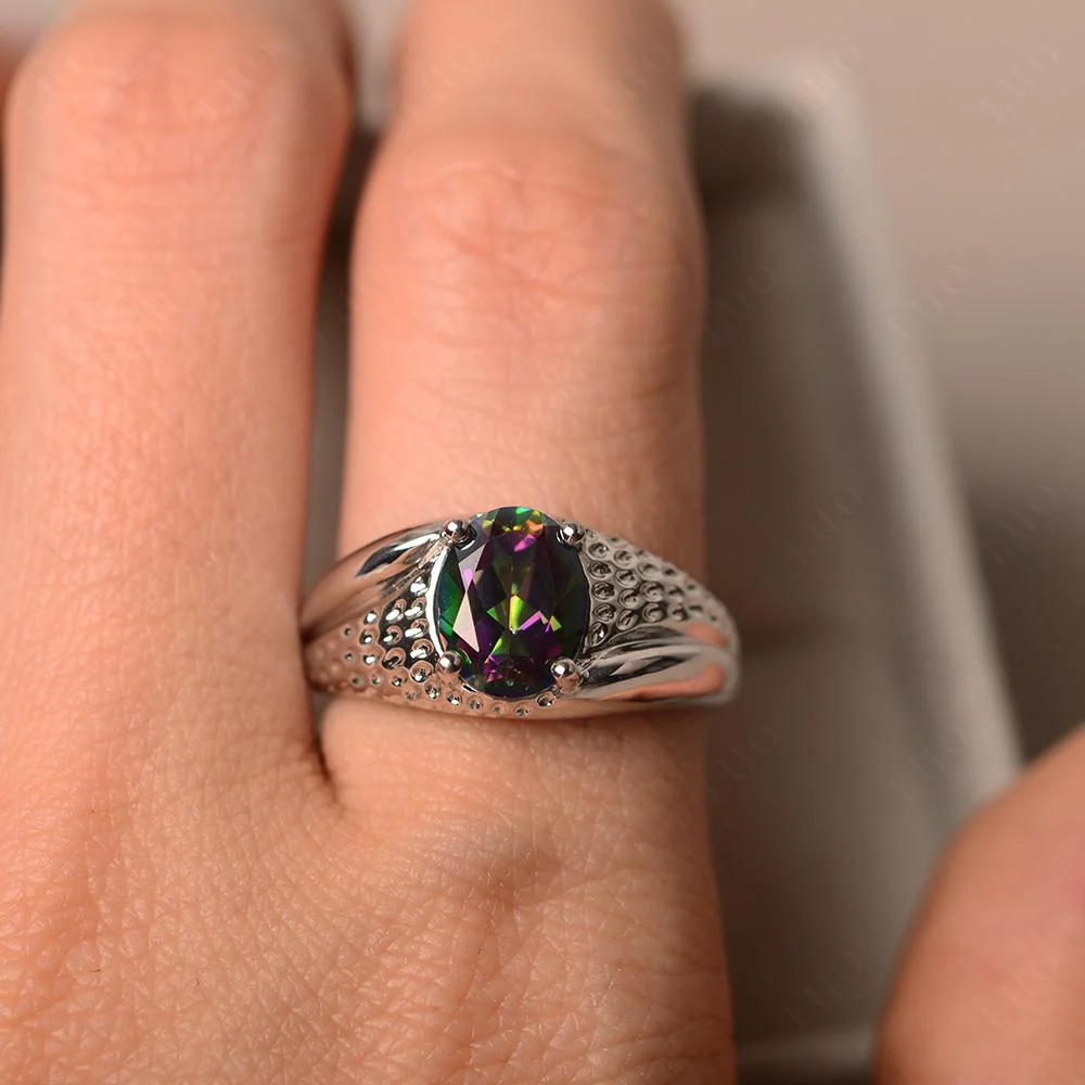 Rugged Oval Mystic Topaz Ring for Men - Image 13
