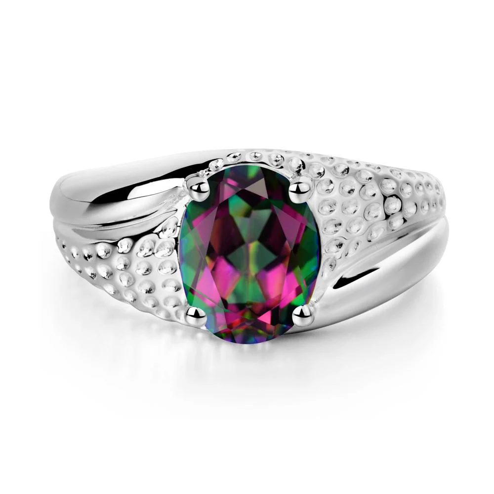 Rugged Oval Mystic Topaz Ring for Men - Image 3