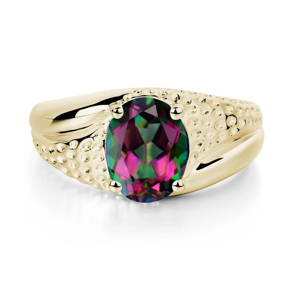 Rugged Oval Mystic Topaz Ring for Men - Image 4