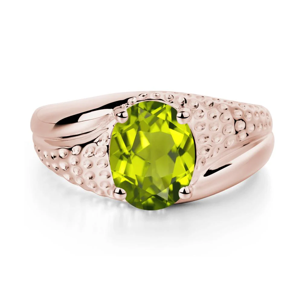Rugged Oval Peridot Ring for Men