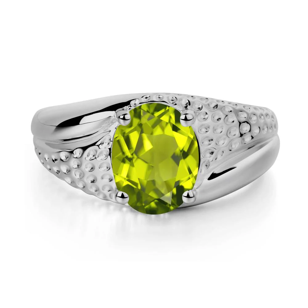 Rugged Oval Peridot Ring for Men - Image 6