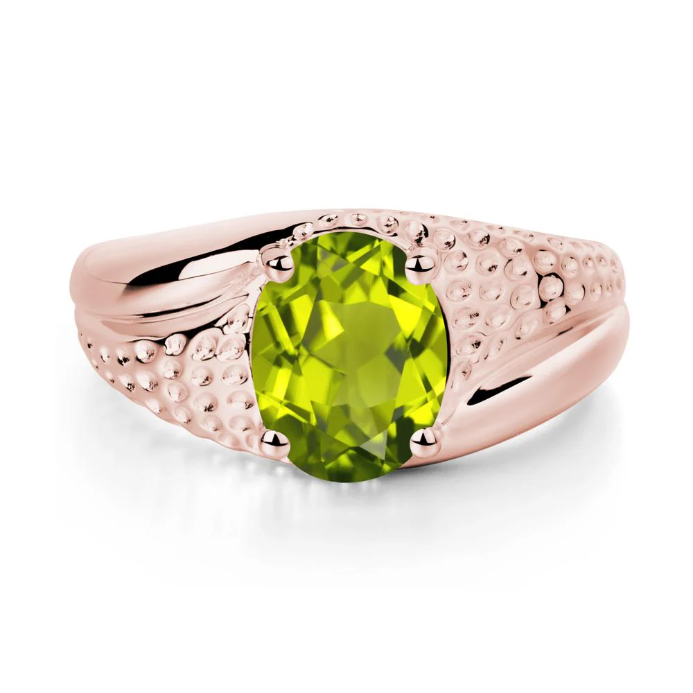Rugged Oval Peridot Ring for Men - Image 9