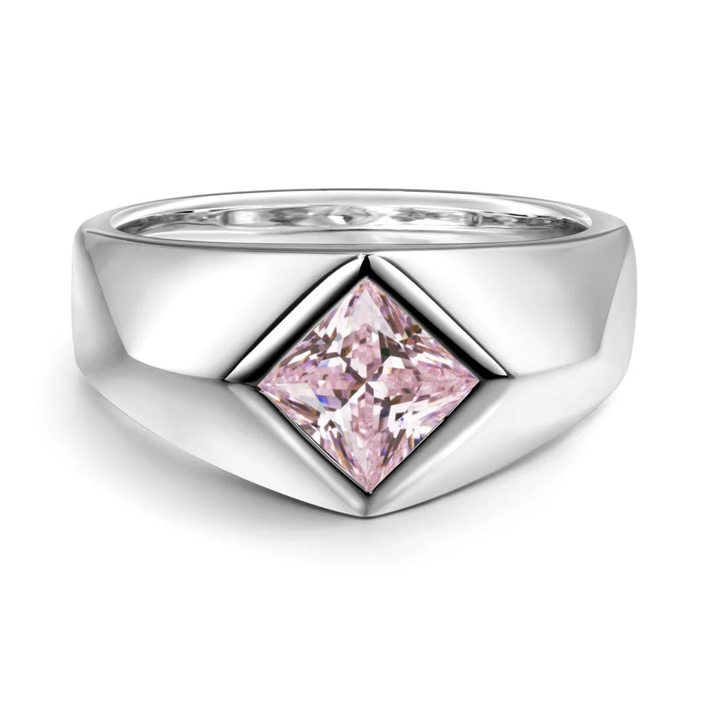 Men's Pink Cubic Zirconia Kite Set Ring - Image 2