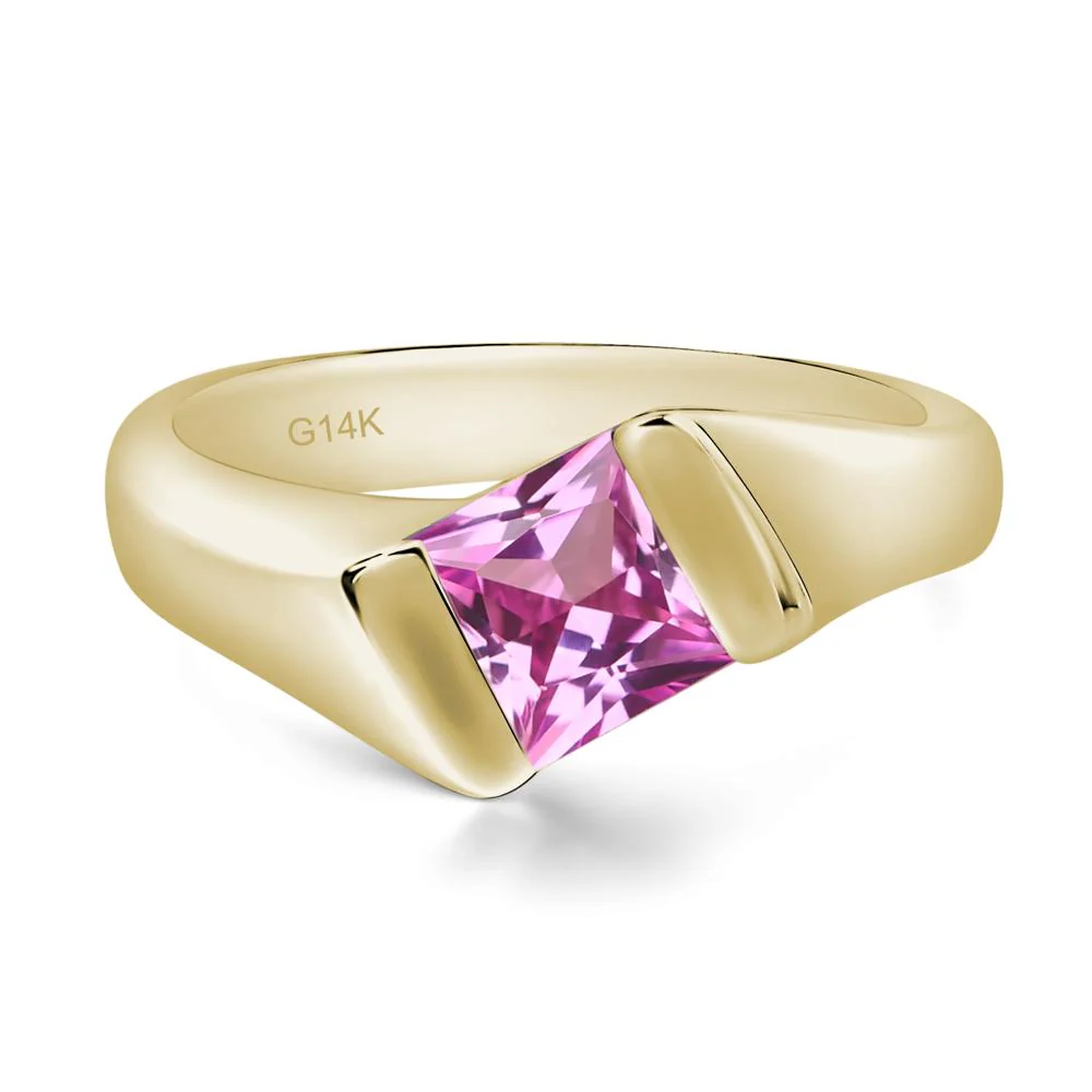 Unisex Pink Sapphire Bypass Solitaire Ring