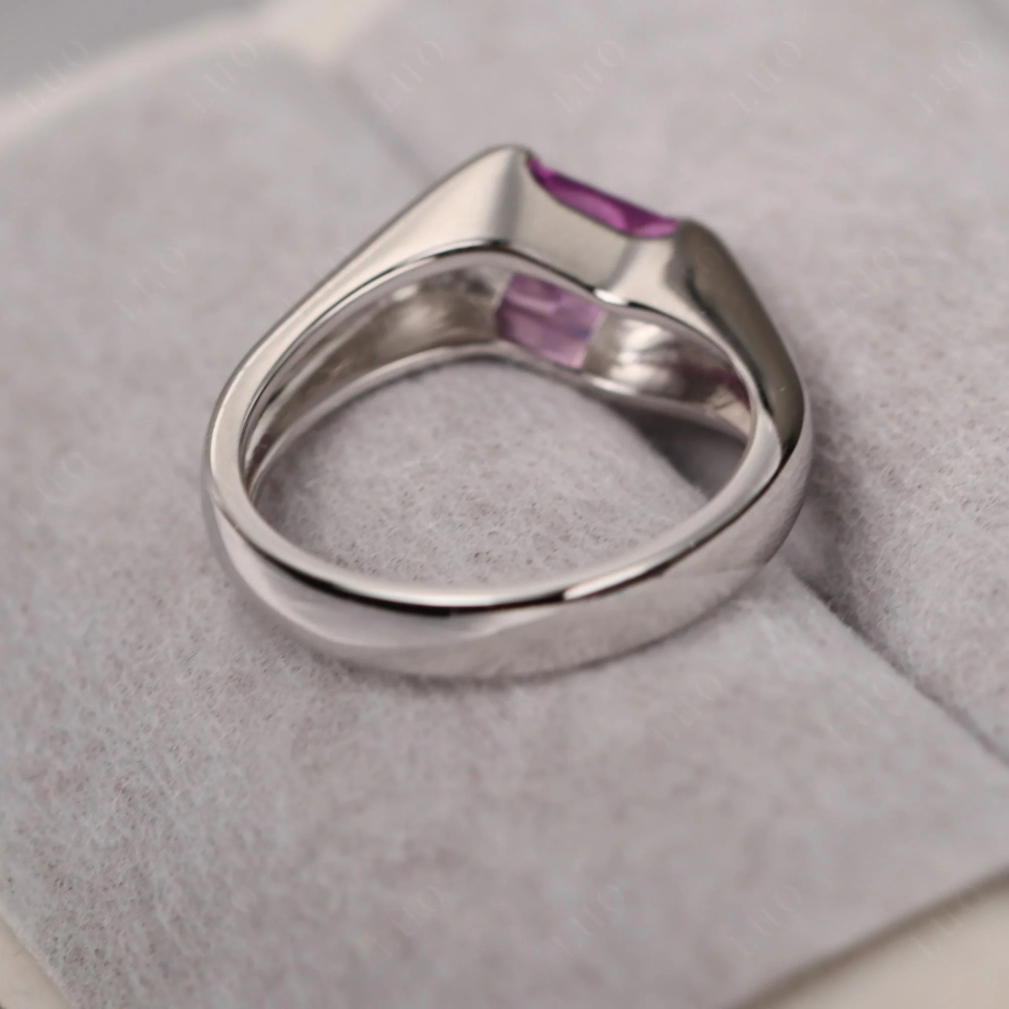 Unisex Pink Sapphire Bypass Solitaire Ring - Image 12