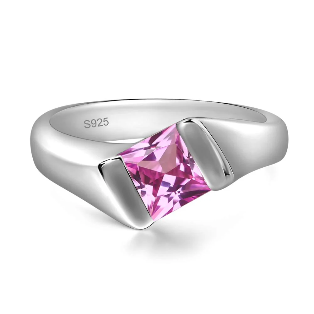 Unisex Pink Sapphire Bypass Solitaire Ring - Image 2