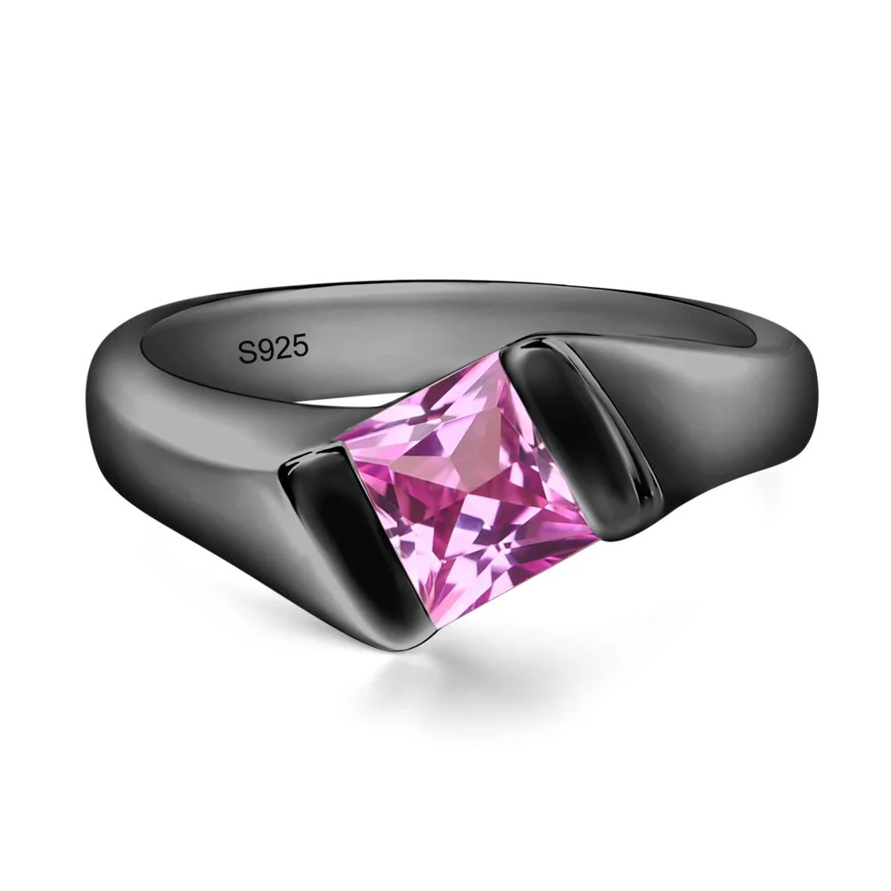 Unisex Pink Sapphire Bypass Solitaire Ring - Image 3