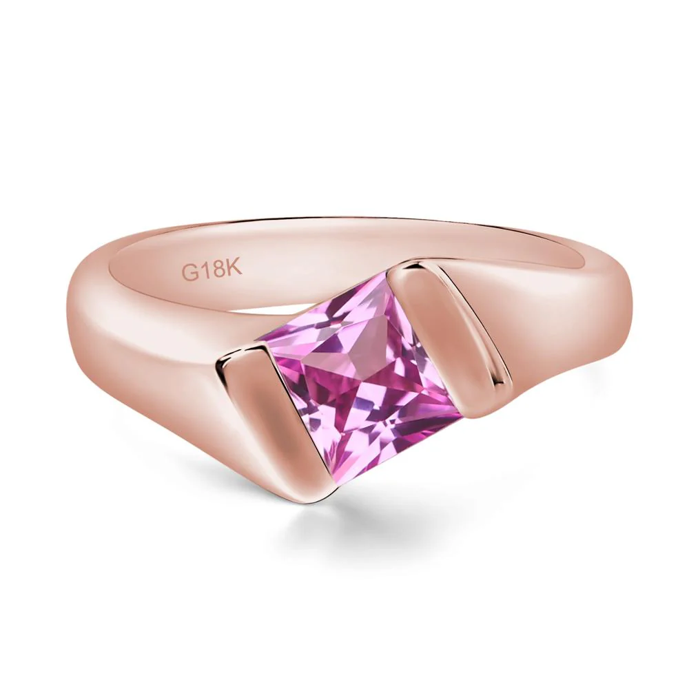 Unisex Pink Sapphire Bypass Solitaire Ring - Image 9