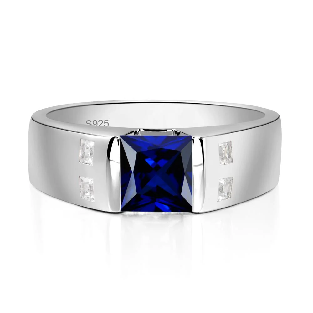 Men's Princess Cut Sapphire Ring - Image 2