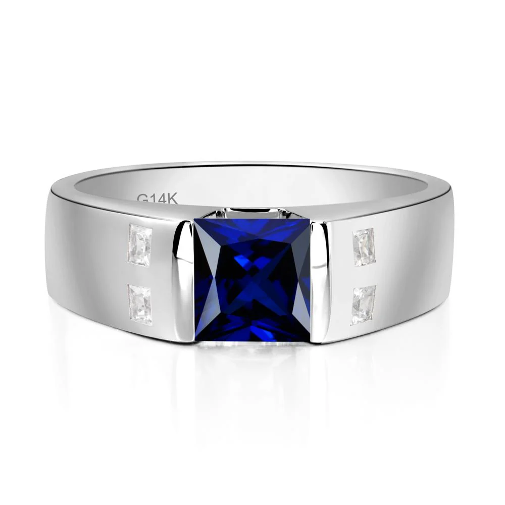 Men's Princess Cut Sapphire Ring - Image 4