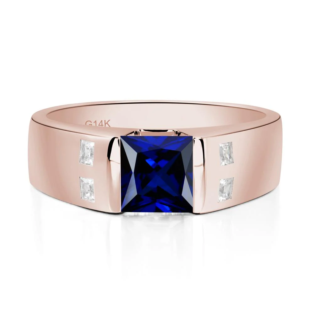 Men's Princess Cut Sapphire Ring - Image 5