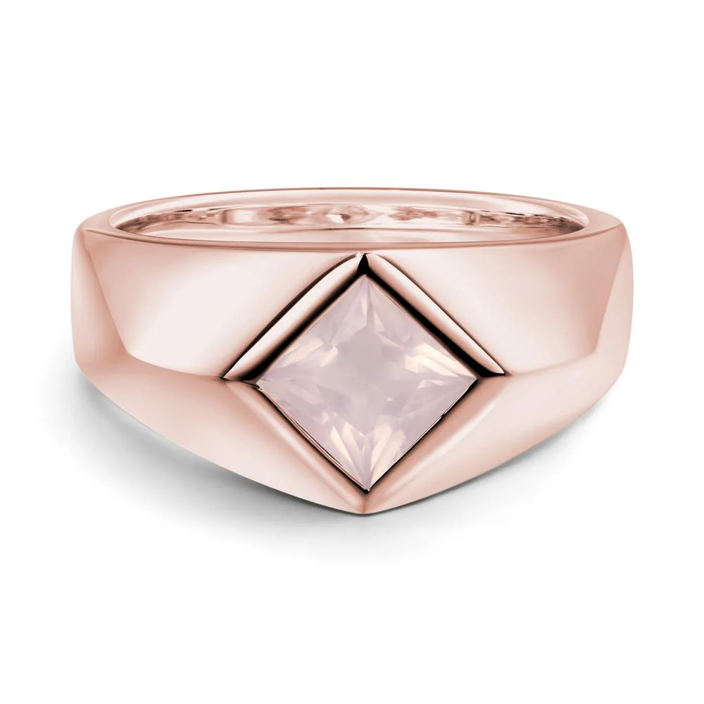 Men's Rose Quartz Kite Set Ring - Image 5