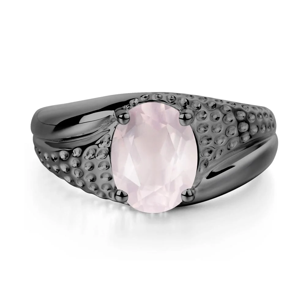 Rugged Oval Rose Quartz Ring for Men