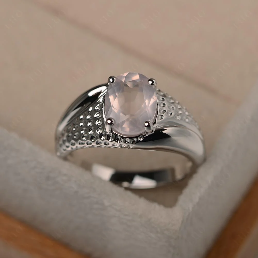 Rugged Oval Rose Quartz Ring for Men - Image 10