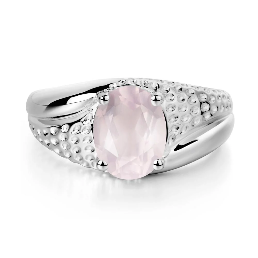 Rugged Oval Rose Quartz Ring for Men - Image 3