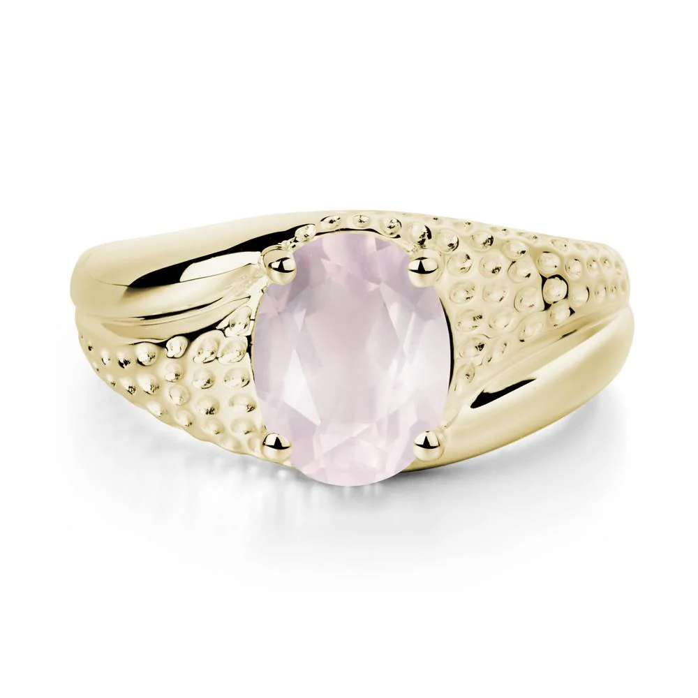 Rugged Oval Rose Quartz Ring for Men - Image 4