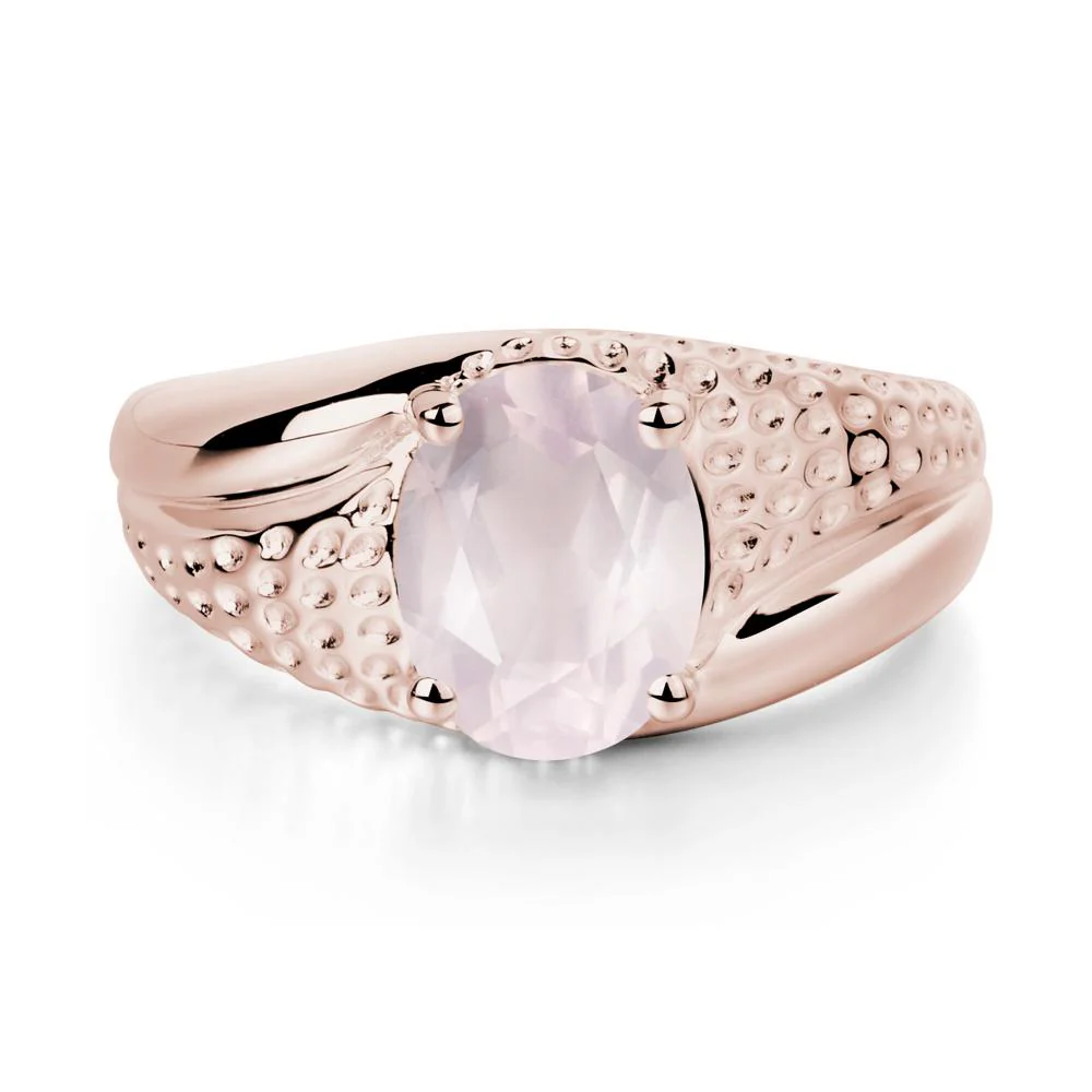 Rugged Oval Rose Quartz Ring for Men - Image 5