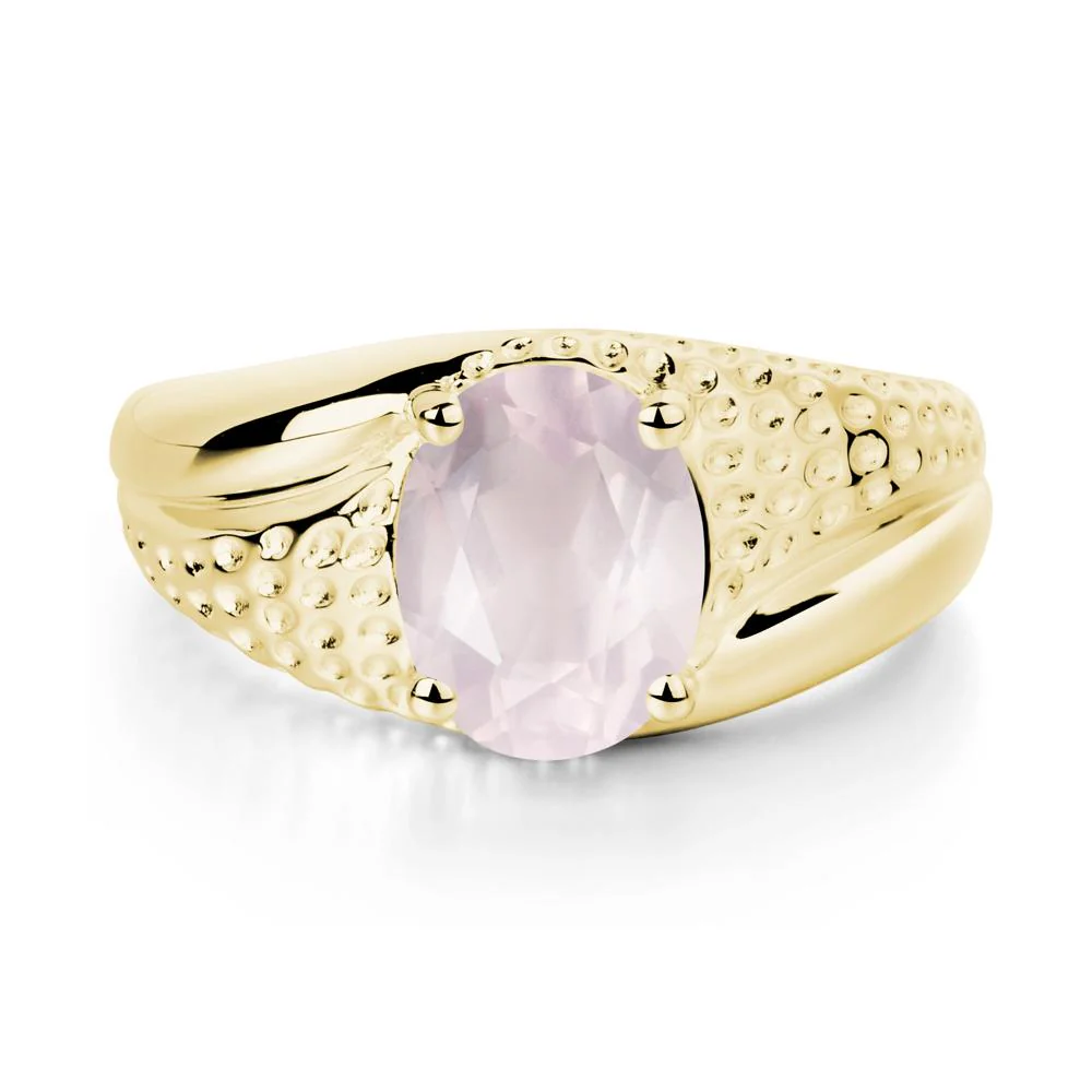Rugged Oval Rose Quartz Ring for Men - Image 8