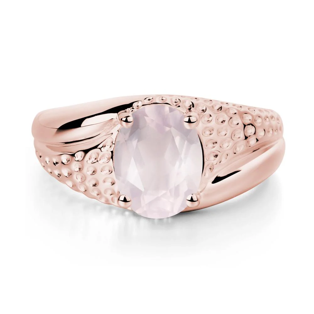 Rugged Oval Rose Quartz Ring for Men - Image 9