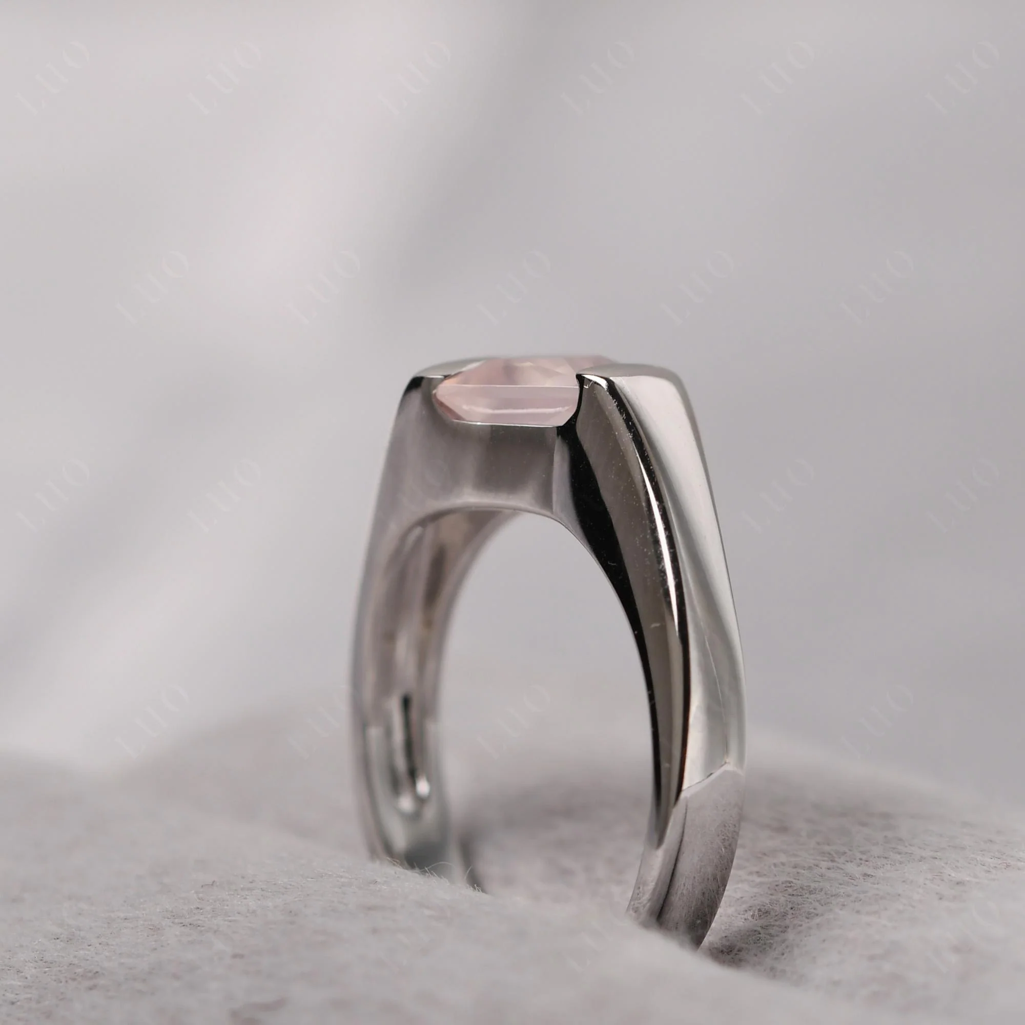 Rose Quartz Bypass Solitaire Engagement Ring - Image 14