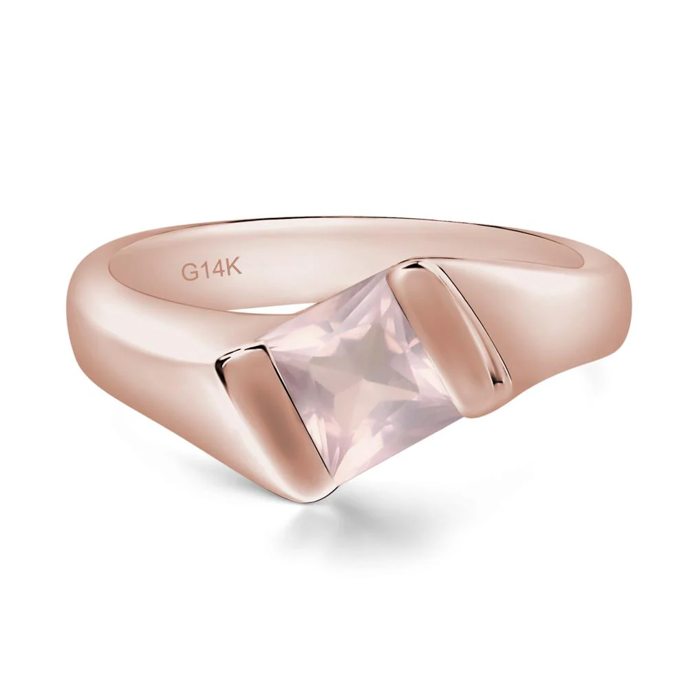 Rose Quartz Bypass Solitaire Engagement Ring - Image 5