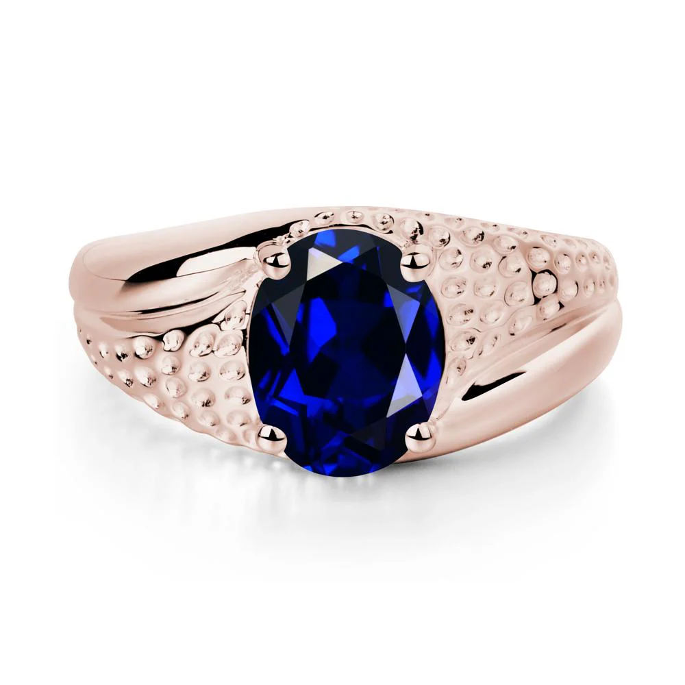 Rugged Oval Sapphire Ring for Men