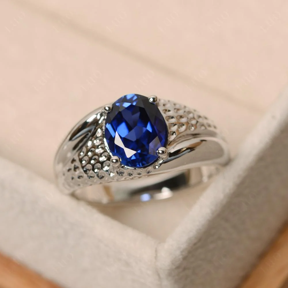 Rugged Oval Sapphire Ring for Men - Image 10