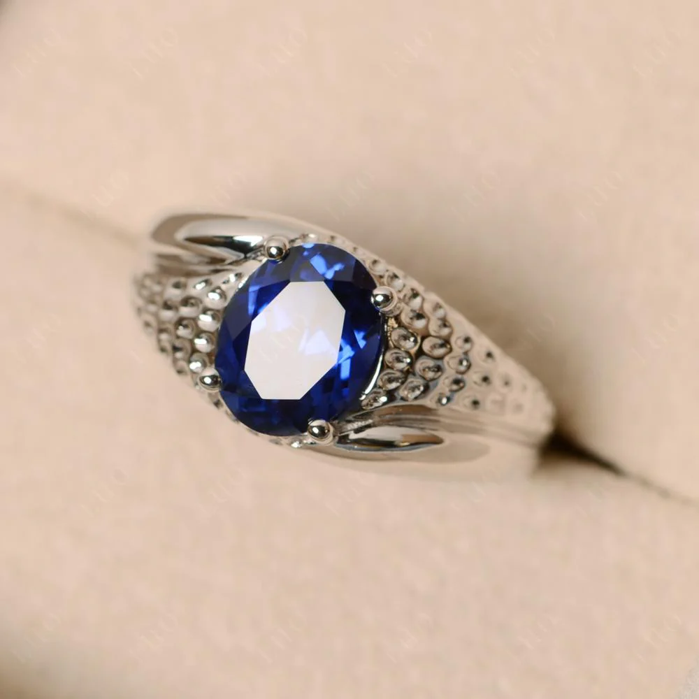 Rugged Oval Sapphire Ring for Men - Image 11