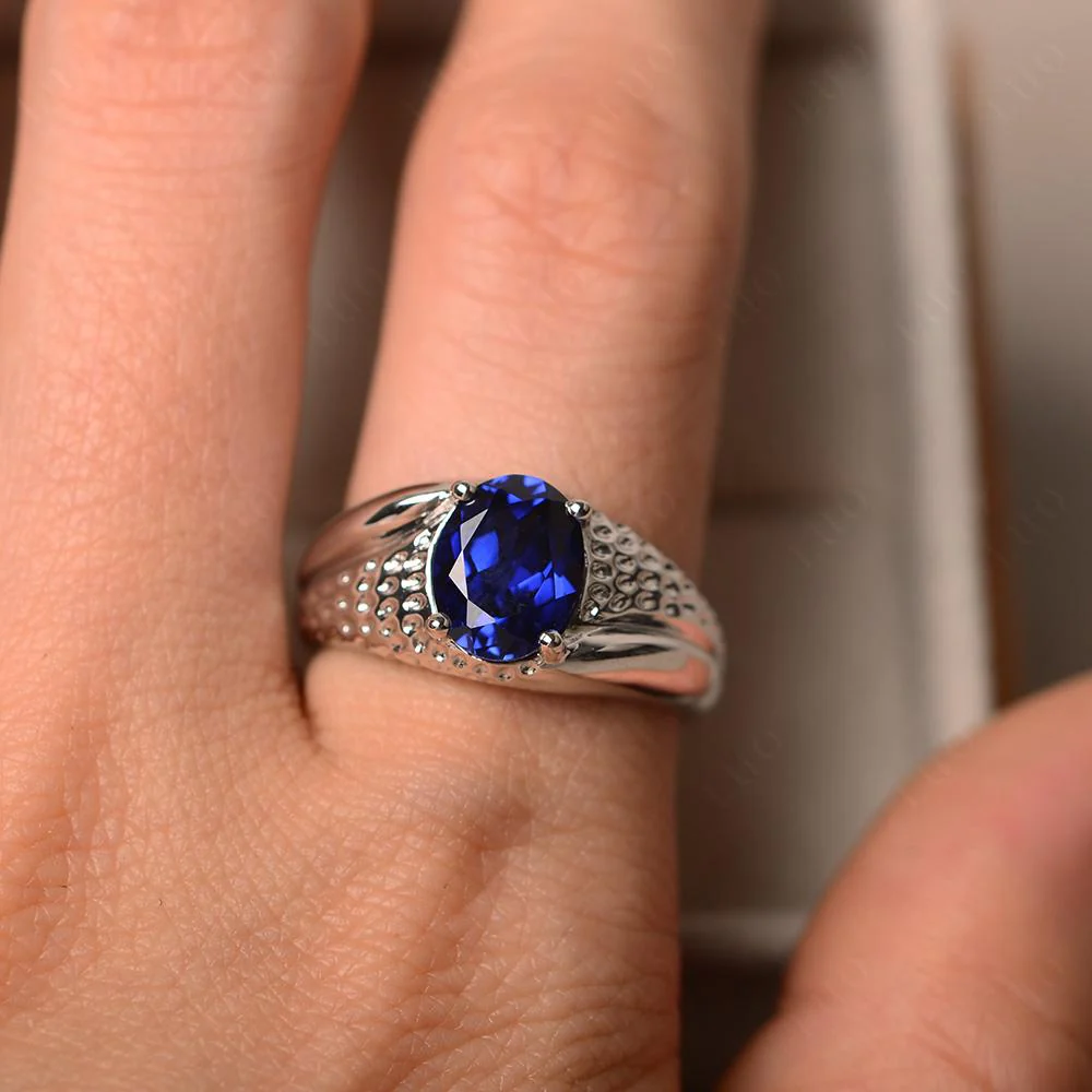 Rugged Oval Sapphire Ring for Men - Image 13