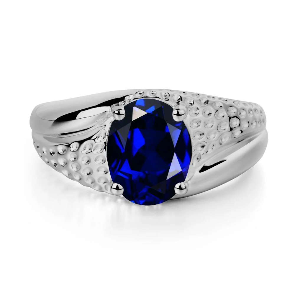 Rugged Oval Sapphire Ring for Men - Image 6