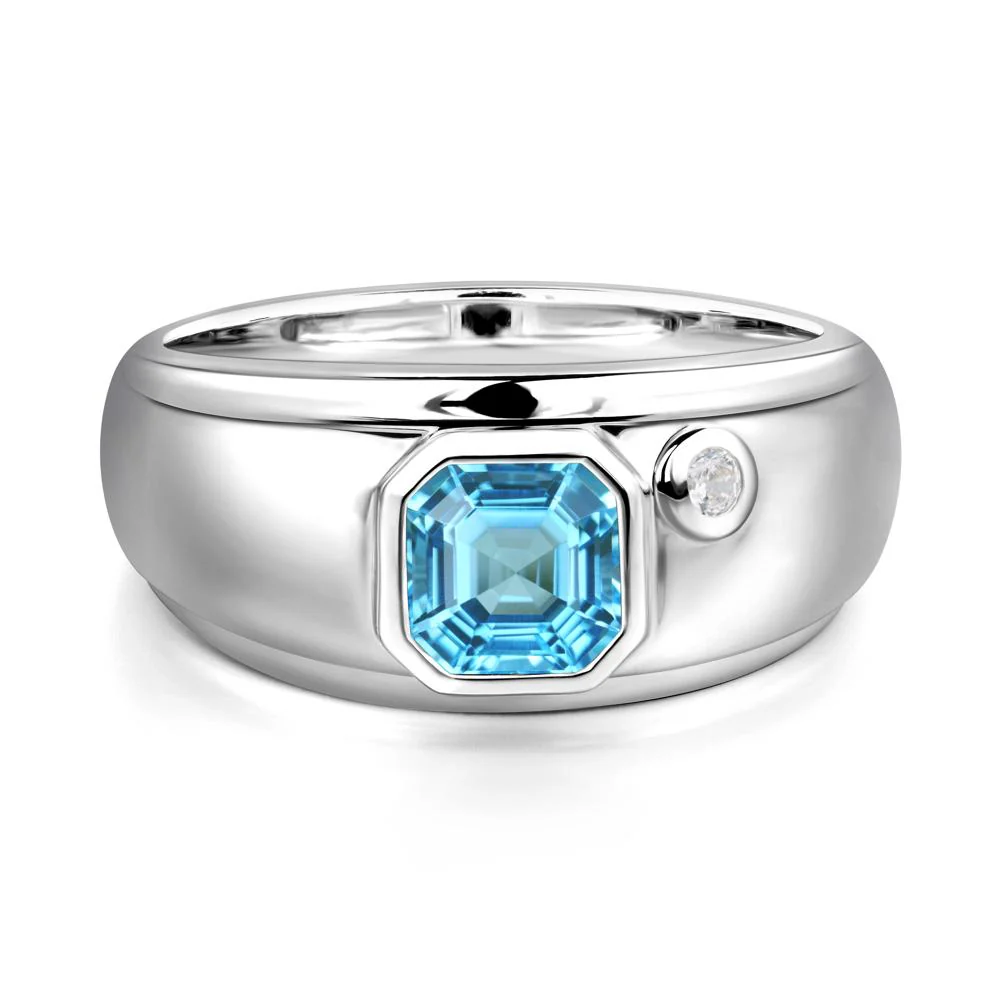 Men's Swiss Blue Topaz Ring - Image 4