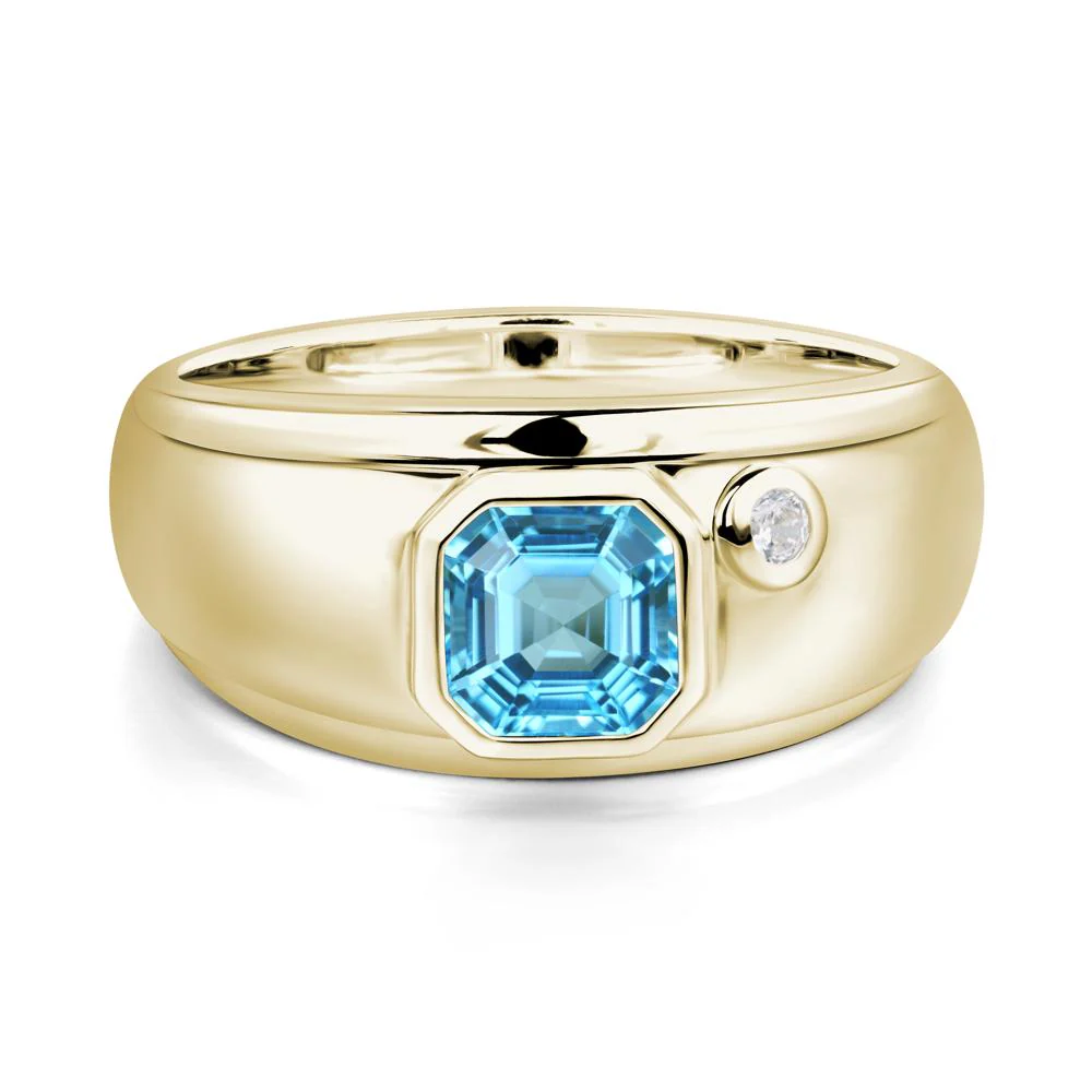 Men's Swiss Blue Topaz Ring - Image 5