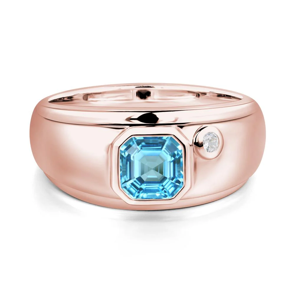 Men's Swiss Blue Topaz Ring - Image 9