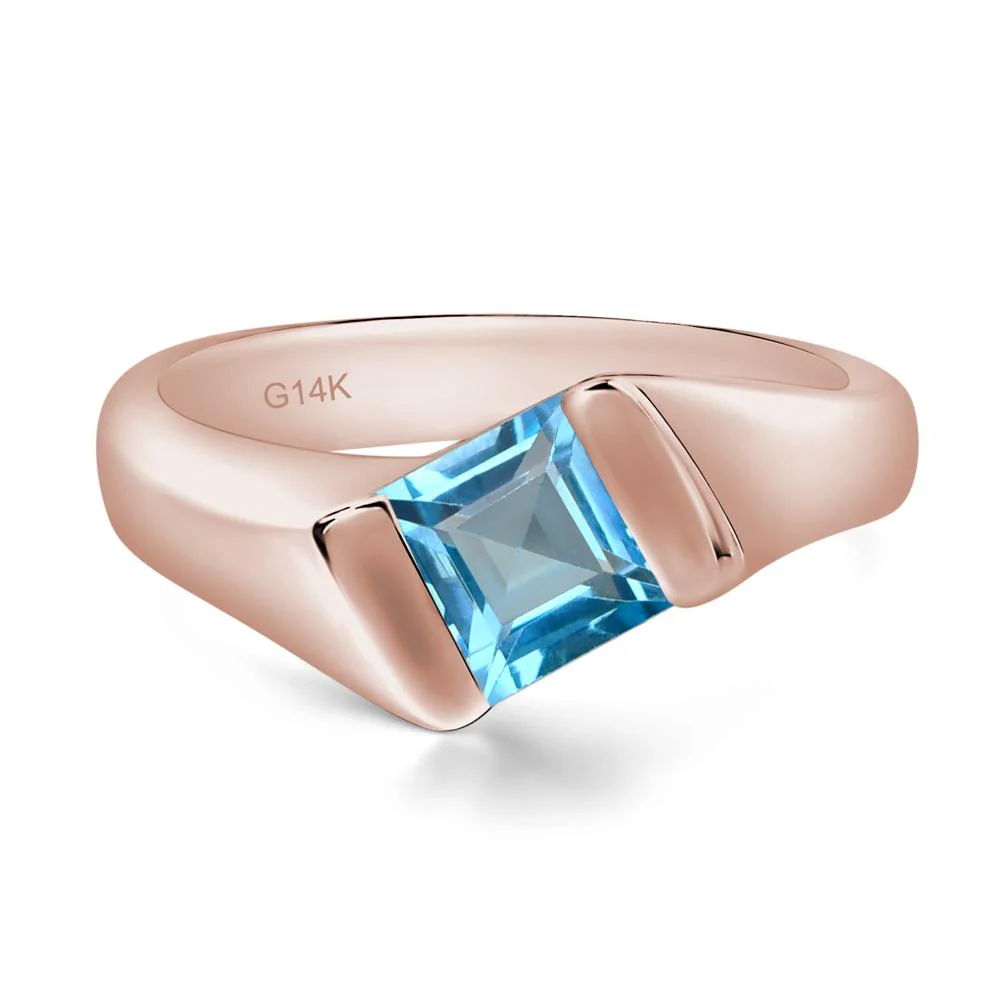 Unisex Swiss Blue Topaz Bypass Solitaire Ring - Image 5