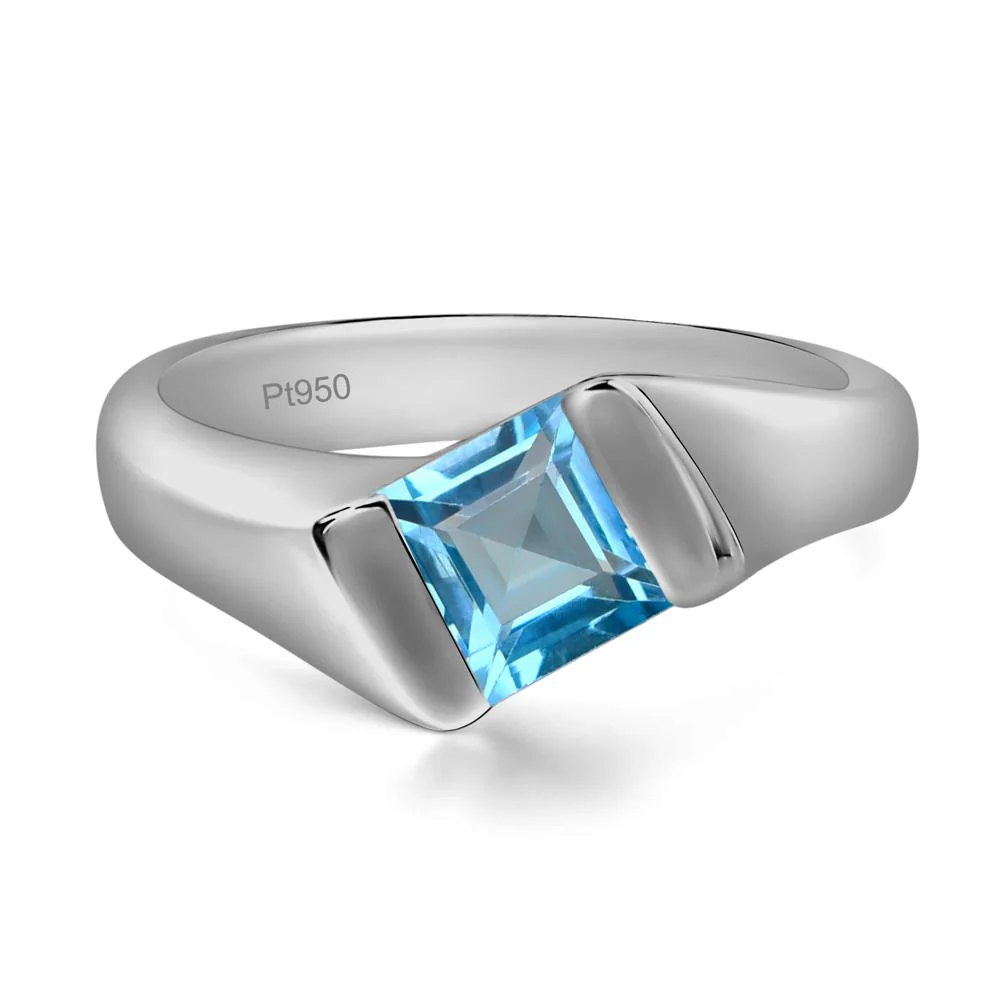 Unisex Swiss Blue Topaz Bypass Solitaire Ring - Image 6