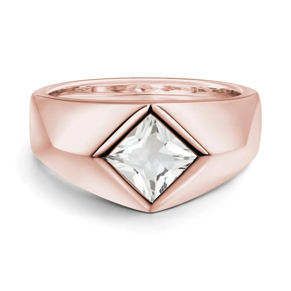 Men's White Topaz Kite Set Ring - Image 2