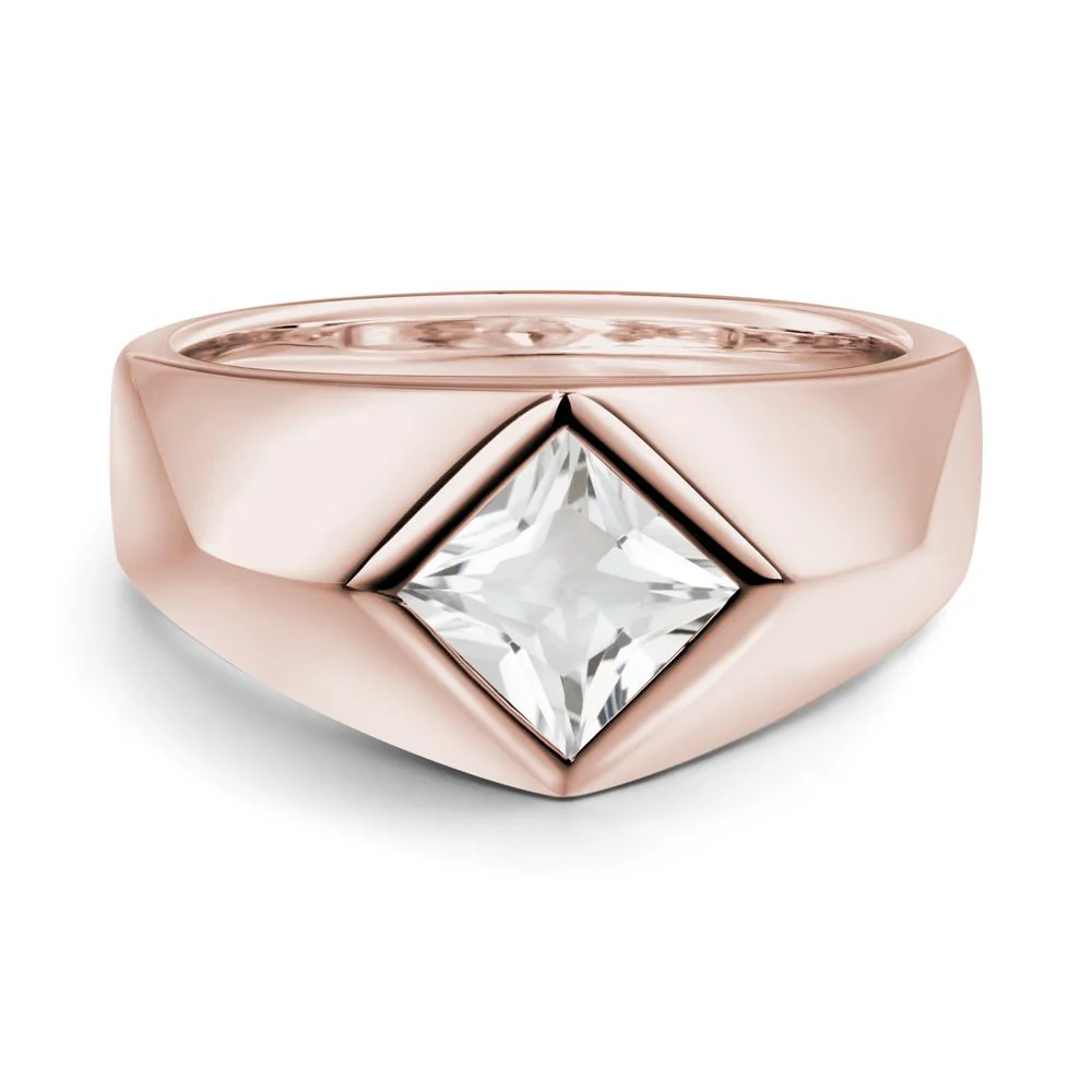 Men's White Topaz Kite Set Ring - Image 3