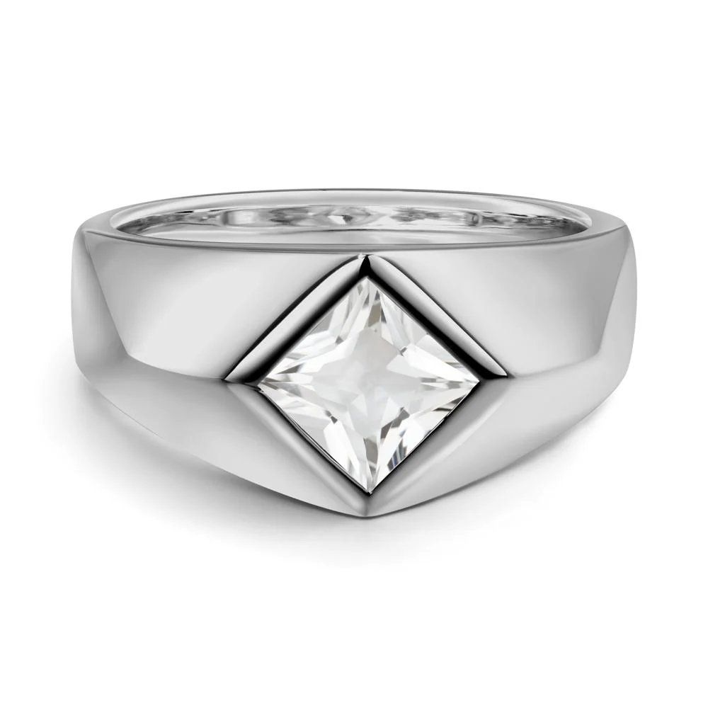 Men's White Topaz Kite Set Ring - Image 4