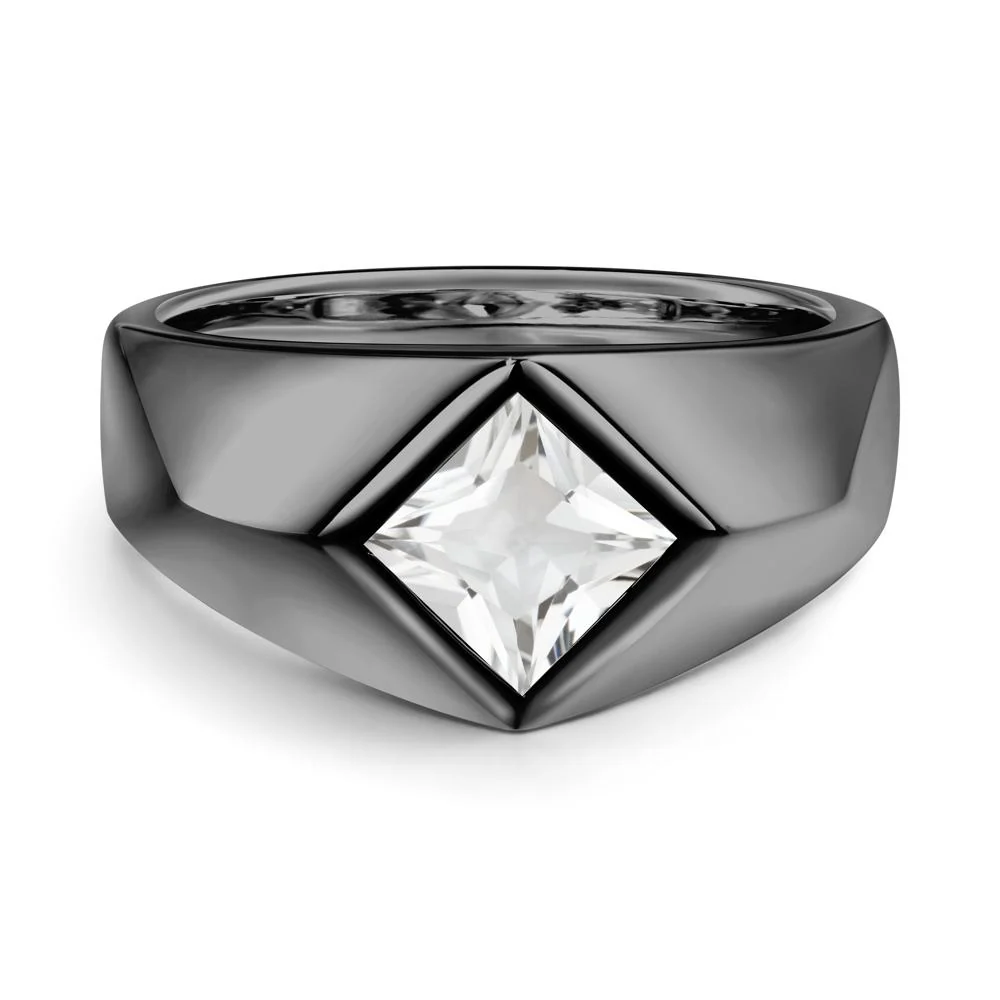 Men's White Topaz Kite Set Ring - Image 5