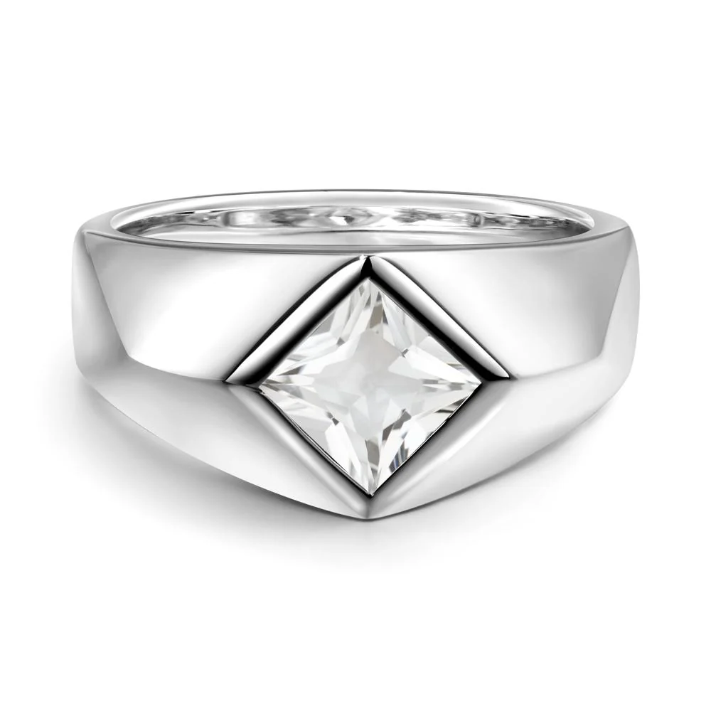 Men's White Topaz Kite Set Ring - Image 8